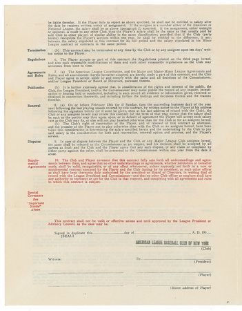 Lot #8158 Joe DiMaggio 1938 New York Yankees Signed Player Contract (Pre-Season Holdout) - Image 13