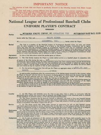 Lot #8163 Ralph Kiner 1946 Pittsburgh Pirates Signed Player Contract (Rookie Season?Led NL in Home Runs) - Image 2