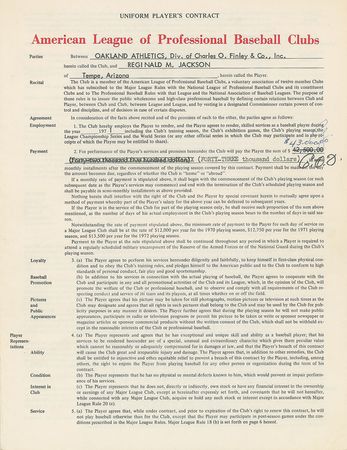 Lot #8184 Reggie Jackson 1971 Oakland Athletics Signed Player Contract - Image 2