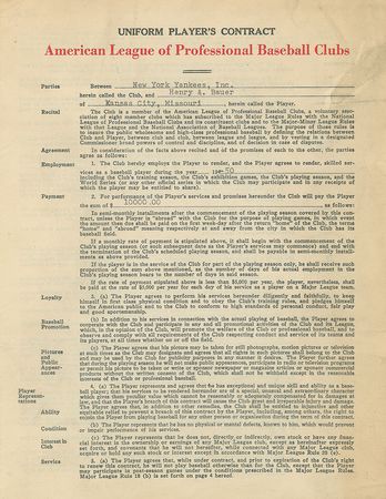 Lot #8167 Hank Bauer 1950 New York Yankees Signed Player Contract - Image 2