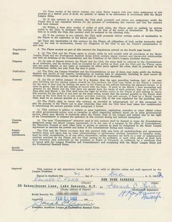 Lot #8176 Whitey Ford 1963 New York Yankees Signed Player Contract - Image 1