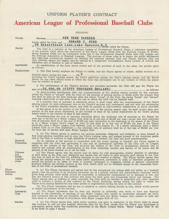 Lot #8176 Whitey Ford 1963 New York Yankees Signed Player Contract - Image 2
