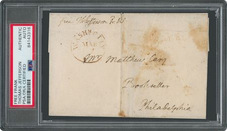 Lot #8406 Thomas Jefferson Signed Free Frank - Image 1