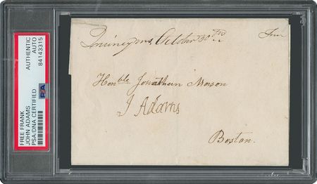 Lot #6 John Adams Signed Free Frank - Image 1