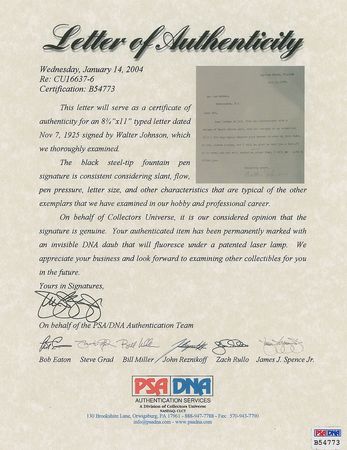 Lot #8244 Walter Johnson Typed Letter Signed - Image 2
