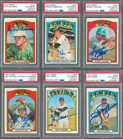 Lot #8124  1972 Topps Collection of Signed Cards with Six PSA/DNA Graded and Encapsulated - Image 1