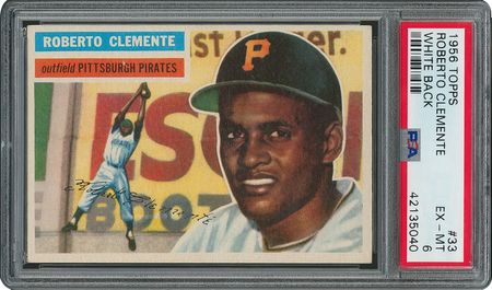 Lot #8070  1956 Topps HOFer Pair with Koufax and Clemente - both PSA EX-MT 6 - Image 1