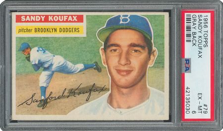 Lot #8070  1956 Topps HOFer Pair with Koufax and Clemente - both PSA EX-MT 6 - Image 3