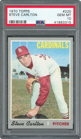 Lot #8118  1970 Topps #220 Steve Carlton - PSA GEM-MT 10 - Image 1