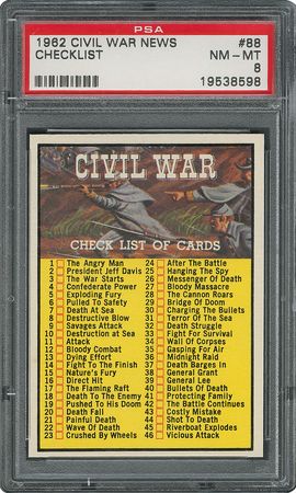 Lot #8151  1962 Topps Civil War News Set - Completely Graded by PSA (GPA rating 8.33) - Image 1