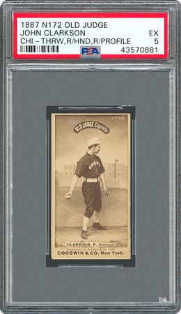 Lot #8002  1887 N172 John Clarkson CHI Right Hand, Right Profile - PSA EX 5 (Highest Graded!) - Image 1
