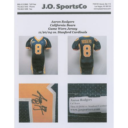 Lot #8356 Aaron Rodgers Signed Game-used California Golden Bears Jersey - Image 5