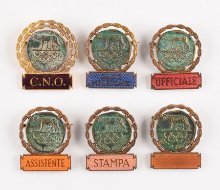 Lot #8381  Rome 1960 Summer Olympics Group of (6) Badges - Image 1