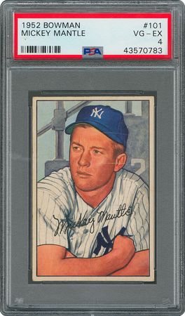 Lot #8047  1952 Bowman #101 Mickey Mantle - PSA VG-EX 4 - Image 1
