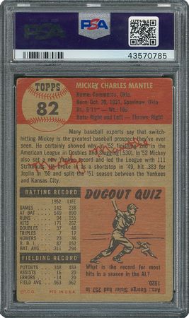 Lot #8048  1952-1953 Topps Mickey Mantle and Willie Mays PSA Graded Trio - Image 2