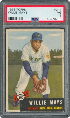 Lot #8048  1952-1953 Topps Mickey Mantle and Willie Mays PSA Graded Trio - Image 5