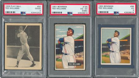 Lot #8032  1939-1951 Ted Williams Collection with 1939 Play Ball Rookie Card (3) - Image 1