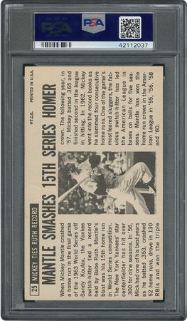 Lot #8096  1964 Topps Giants #25 Mickey Mantle Autographed Card - PSA/DNA GEM MINT 10 - Image 2