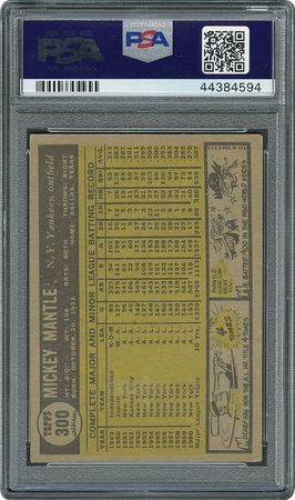 Lot #8087  1961 Topps #300 Mickey Mantle Signed Card - PSA/DNA - Image 2