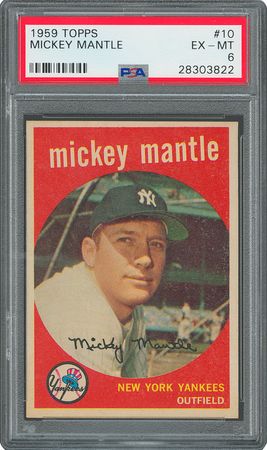 Lot #8076  1959 Topps #10 Mickey Mantle - PSA EX-MT 6 - Image 1