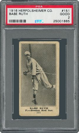Lot #8001  1916 Herpolsheimer Co. #151 Babe Ruth PSA GOOD 2 - Image 1