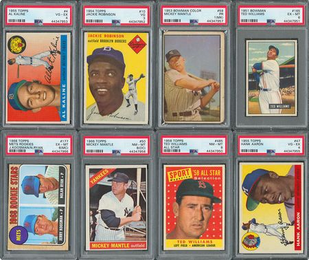 Lot #8058  1953-1969 PSA Graded Major Hall of Famer Collection (16) with Two Mickey Mantle Cards - Image 1