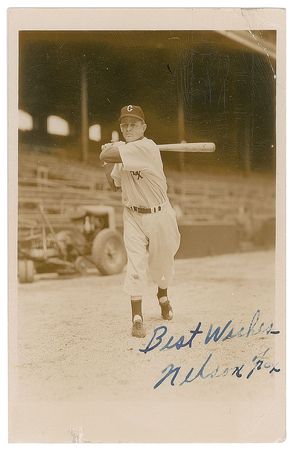 Lot #8227 Nellie Fox Signed Photograph and Stamp Block - Image 1