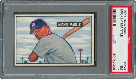 Lot #8042  1951 Bowman #253 Mickey Mantle Rookie