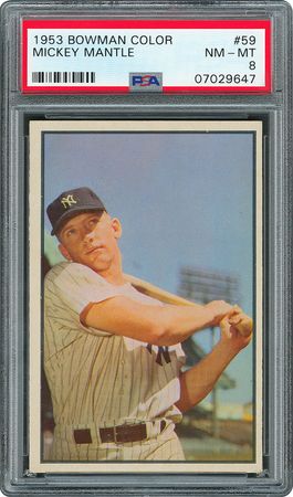 Lot #8052  1953 Bowman Color #59 Mickey Mantle - PSA NM-MT 8 - Image 1