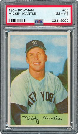 Lot #8059  1954 Bowman #65 Mickey Mantle - PSA NM-MT 8 - Image 1