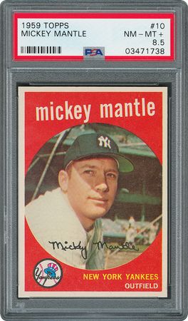 Lot #8079  1959 Topps #10 Mickey Mantle - PSA NM-MT+ 8.5 - Image 1