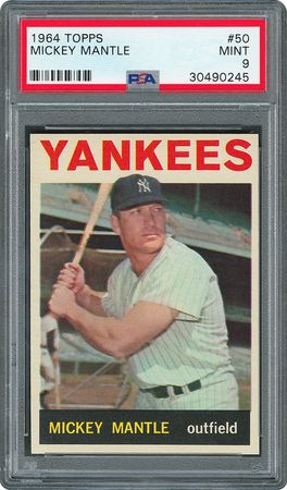 Lot #8093  1964 Topps #50 Mickey Mantle - PSA MINT 9 - Image 1