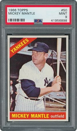 Lot #8103  1966 Topps #50 Mickey Mantle - PSA MINT 9 - Image 1