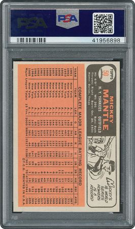 Lot #8103  1966 Topps #50 Mickey Mantle - PSA MINT 9 - Image 2