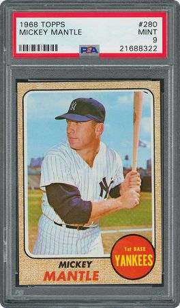 Lot #8108  1968 Topps #280 Mickey Mantle - PSA MINT 9 - Image 1