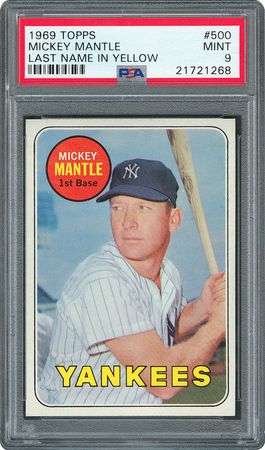 Lot #8113  1969 Topps #500 Mickey Mantle - PSA MINT 9 - Image 1