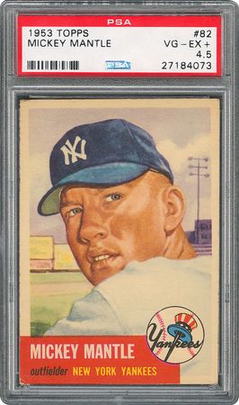 Lot #8054  1953 Topps #82 Mickey Mantle - PSA VG/EX+ 4.5 - Image 1