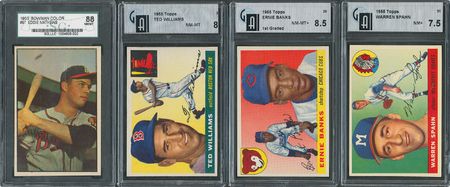 Lot #8057  1953-1955 Topps and Bowman SGC and GAI Graded Hall of Famer Collection (4) - Image 1