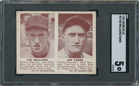 Lot #8028  1941 Double Play #57/58 Ted Williams/Jim Tabor - SGC EX 5 - Image 1