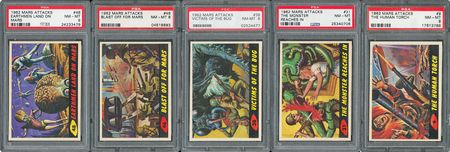 Lot #8150  1962 Mars Attacks PSA NM-MT 8 Graded Collection (5) - Image 1