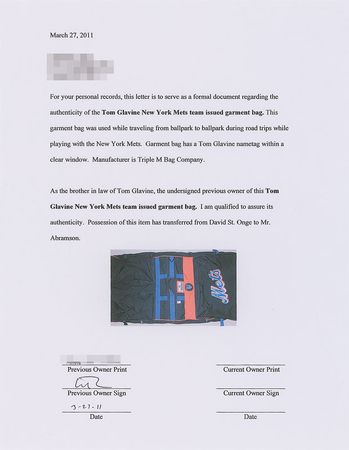 Lot #8337 Tom Glavine's New York Mets Travel Garment Bag - Image 3