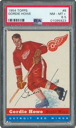 Lot #8145  1954 Topps #8 Gordie Howe PSA NM-MT+ 8.5 - Image 1
