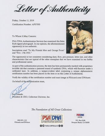 Lot #8289 Babe Ruth Signed and Inscribed George Burke Type 1 Photograph - Image 3