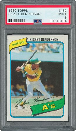 Lot #8128  1980 Topps #482 Rickey Henderson PSA MINT 9 - Image 1