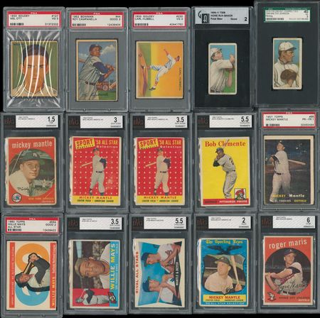 Lot #8029  Exceptional Hall of Famer Graded Baseball Cards Collection (44) with Babe Ruth (3) and Mickey Mantle (20) - LOADED! - Image 2
