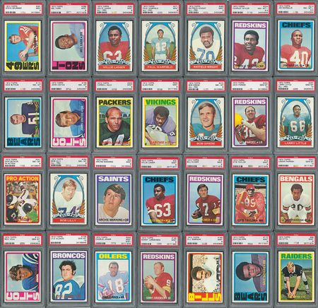 Lot #8142  1972 Topps Football Complete Set (351) with (59) PSA and BVG Graded Cards - Image 1