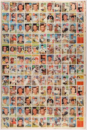 Lot #8114  1969 Topps Baseball Uncut Sheet with Two Mickey Mantle #500 Cards - Image 1