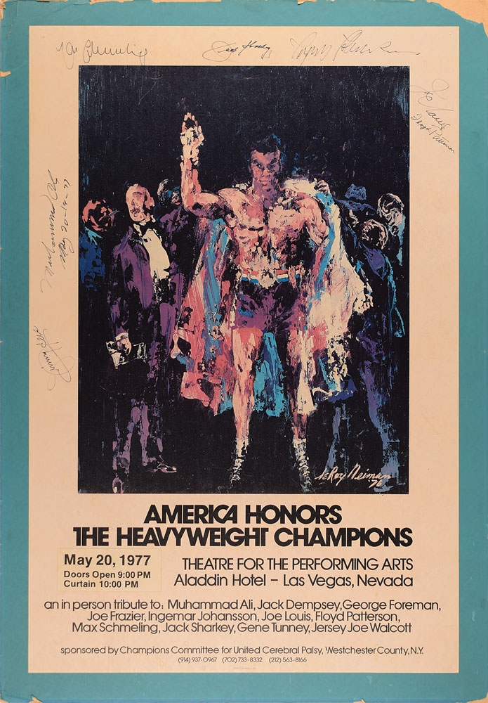 Lot 892 Boxing: Heavyweight Champs: 'America Honors the Heavyweight Champions'—boxing legends sign in '77