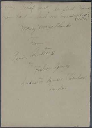 Lot #633 Louis Armstrong: Satchmo begs an admirer for a hand-drawn portrait: “Send me one—‘Wilya?’ ‘PLEASE?’” - Image 3