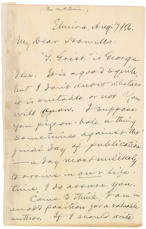 Lot #477 Samuel L. Clemens: ?If I should write a book, I couldn't publish it in under ten years, if ever? - Image 1